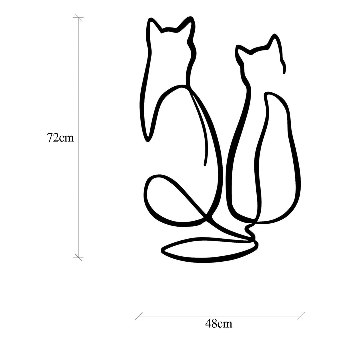 Decoratiune de perete Metal Couple Cat Love, Negru, 0.15x48x72 cm