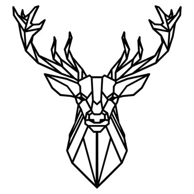 Decoratiune de perete Metal Deer4, Negru, 65x0,15x60 cm