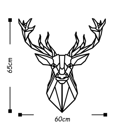 Decoratiune de perete Metal Deer4, Negru, 65x0,15x60 cm