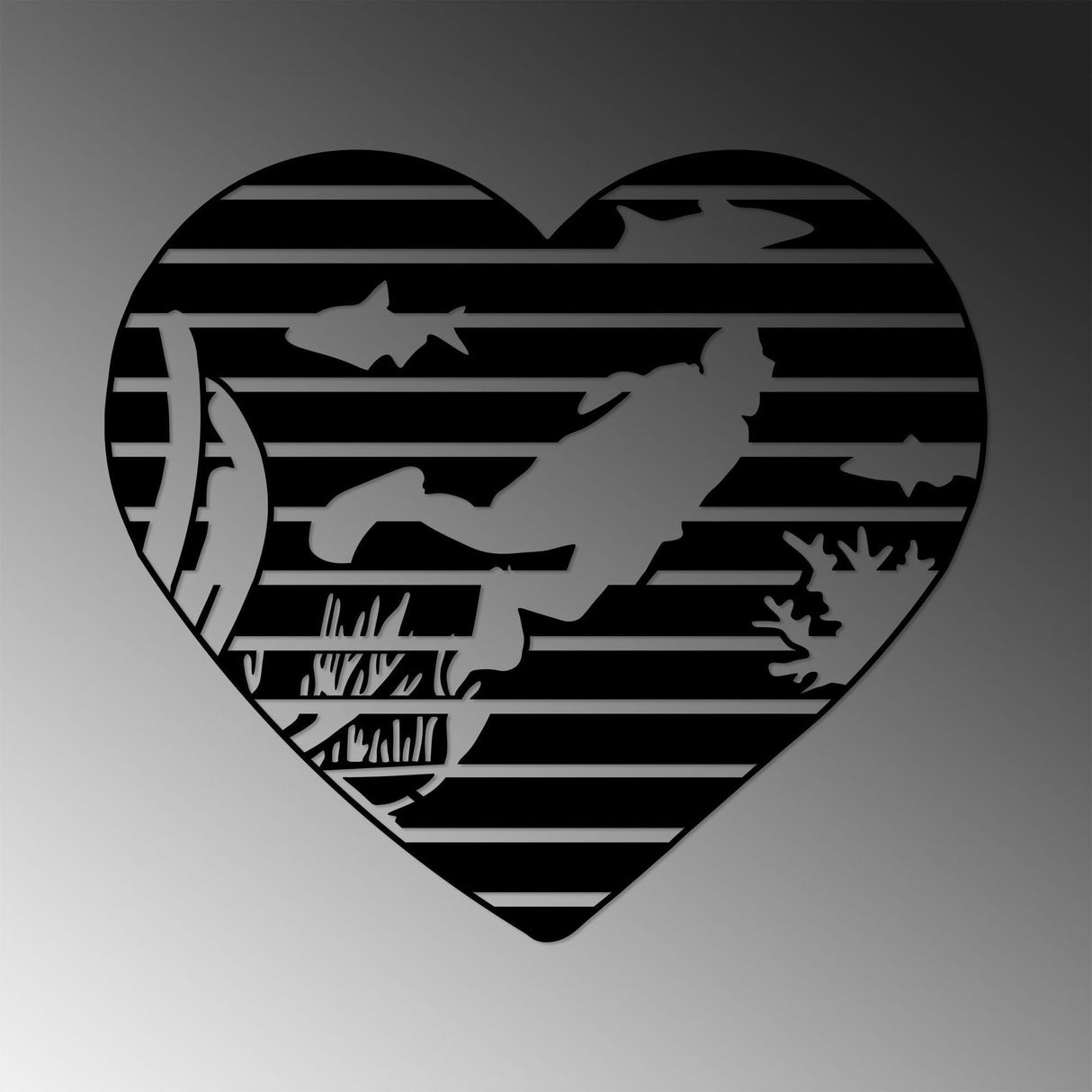 Decoratiune de perete Metal Diver - 445, Negru, 70x1x78 cm