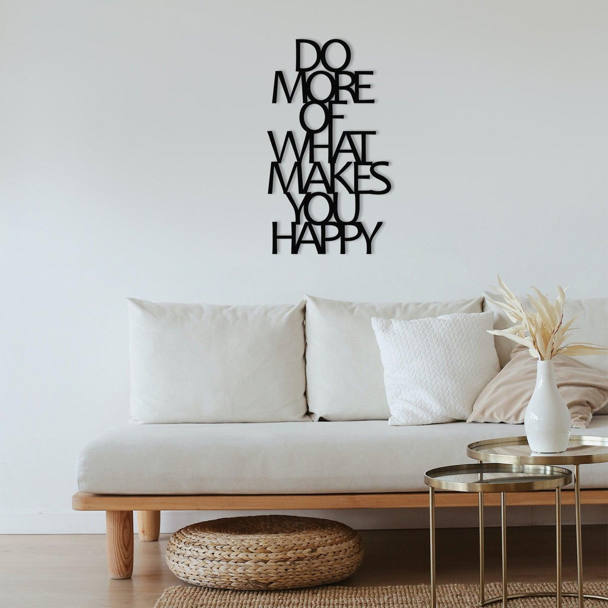 Decoratiune de perete Metal Do More Of What Makes You Happy Metal Decor, Negru, 50x0,12x41 cm