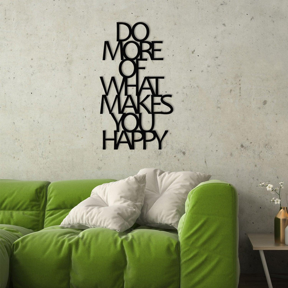 Decoratiune de perete Metal Do More Of What Makes You Happy Metal Decor, Negru, 50x0,12x41 cm