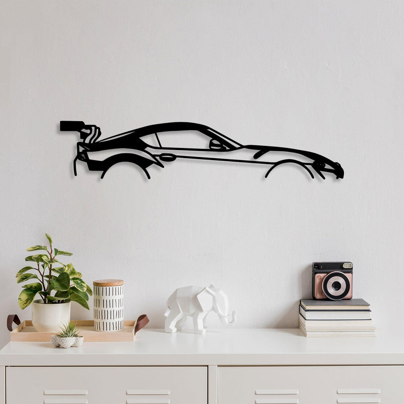 Decoratiune de perete Metal Dodge Viper Silhouette, Negru, 14x1x70 cm