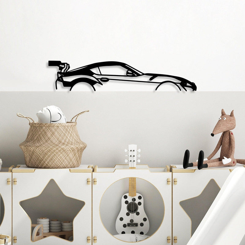 Decoratiune de perete Metal Dodge Viper Silhouette, Negru, 14x1x70 cm