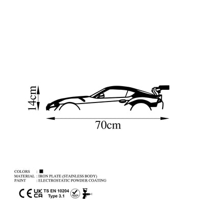 Decoratiune de perete Metal Dodge Viper Silhouette, Negru, 14x1x70 cm