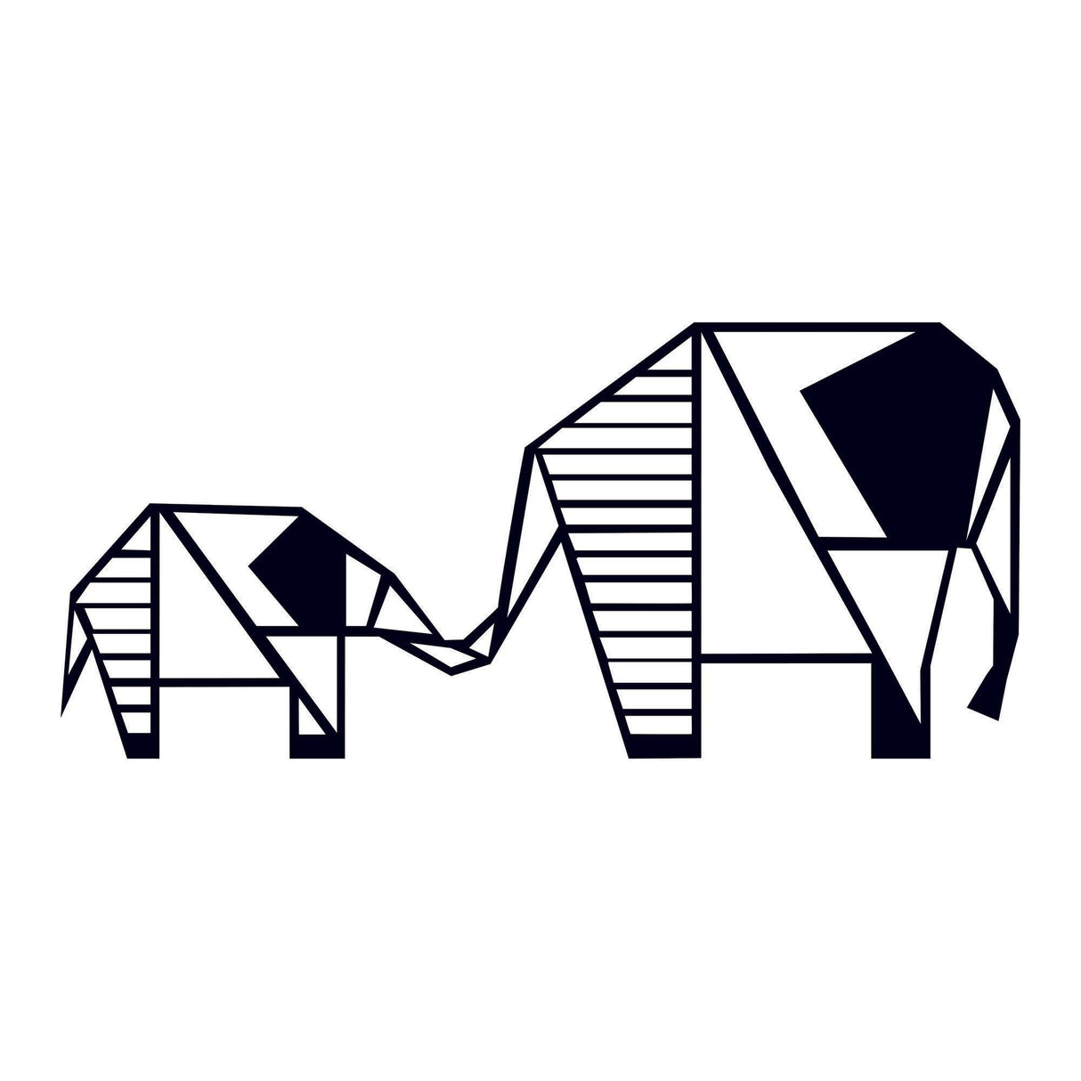 Decoratiune de perete Metal Elephant 3, Negru, 25x1x55 cm