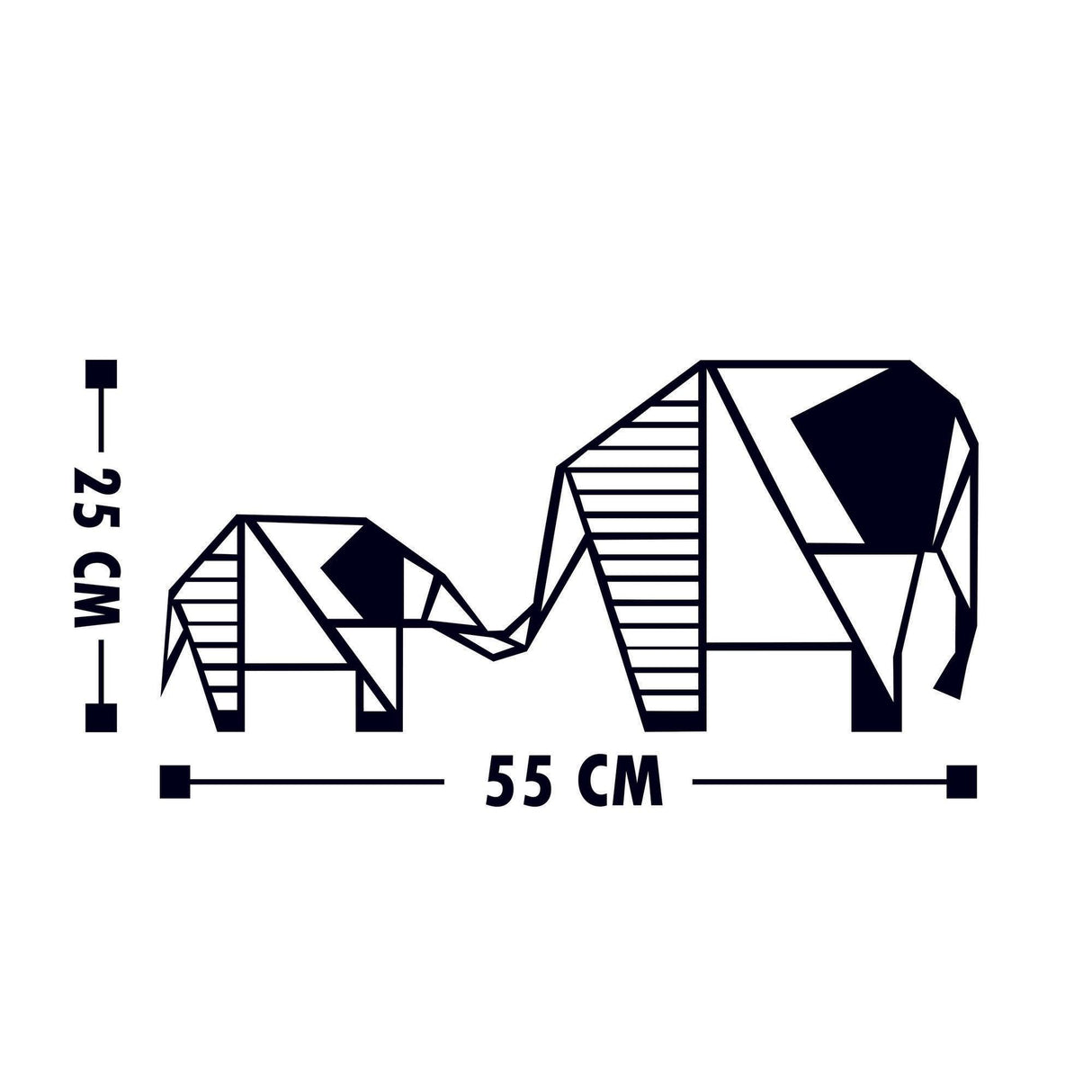 Decoratiune de perete Metal Elephant 3, Negru, 25x1x55 cm