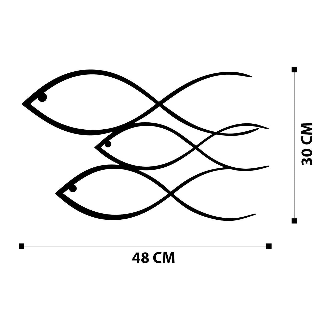 Decoratiune de perete Metal Fish, Negru, 30x0,12x50 cm