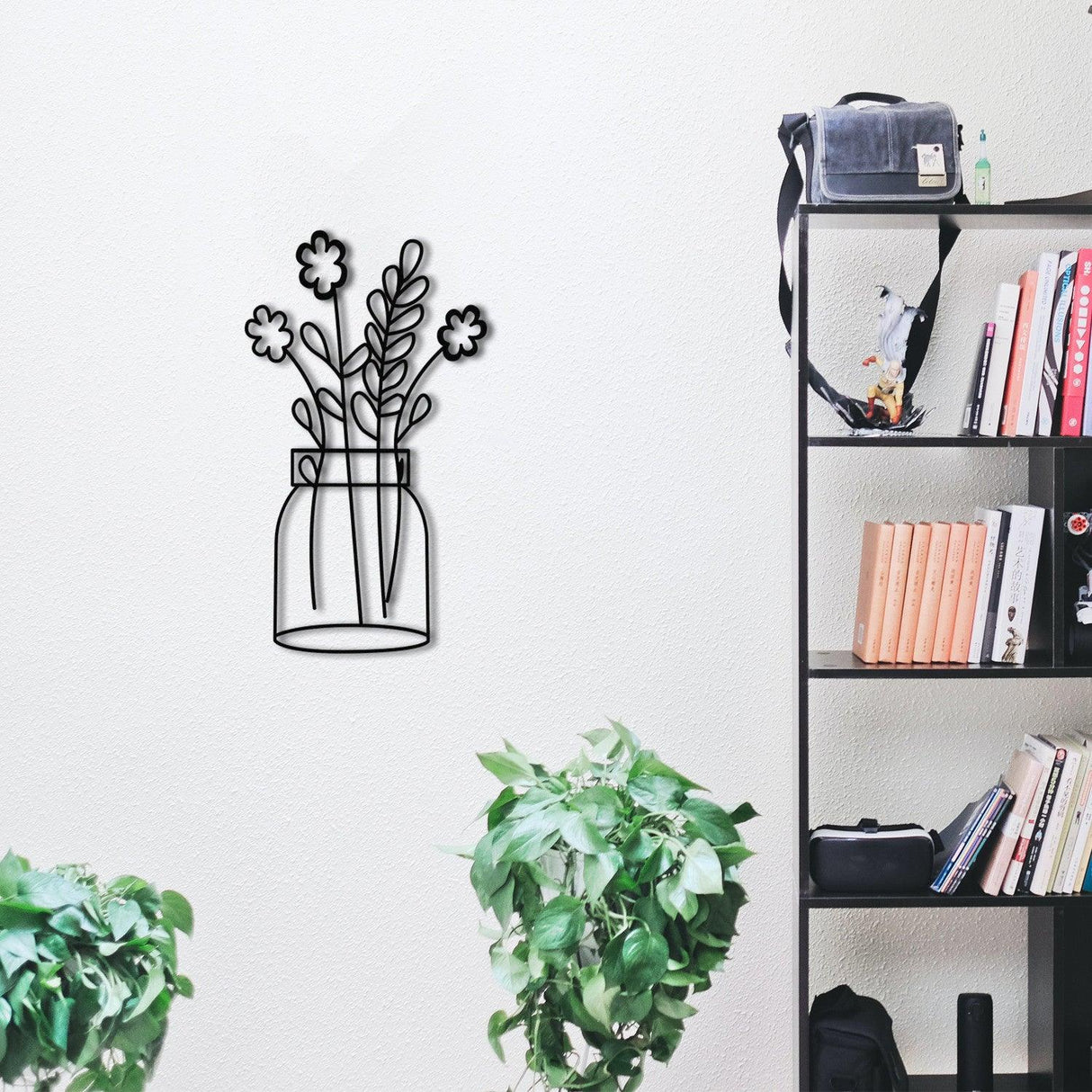 Decoratiune de perete Metal Flower 3 Metal Wall Decor, Negru, 70x0,12x40 cm