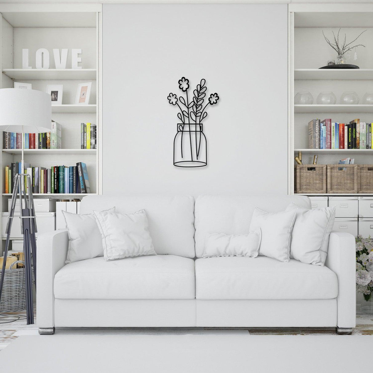 Decoratiune de perete Metal Flower 3 Metal Wall Decor, Negru, 70x0,12x40 cm