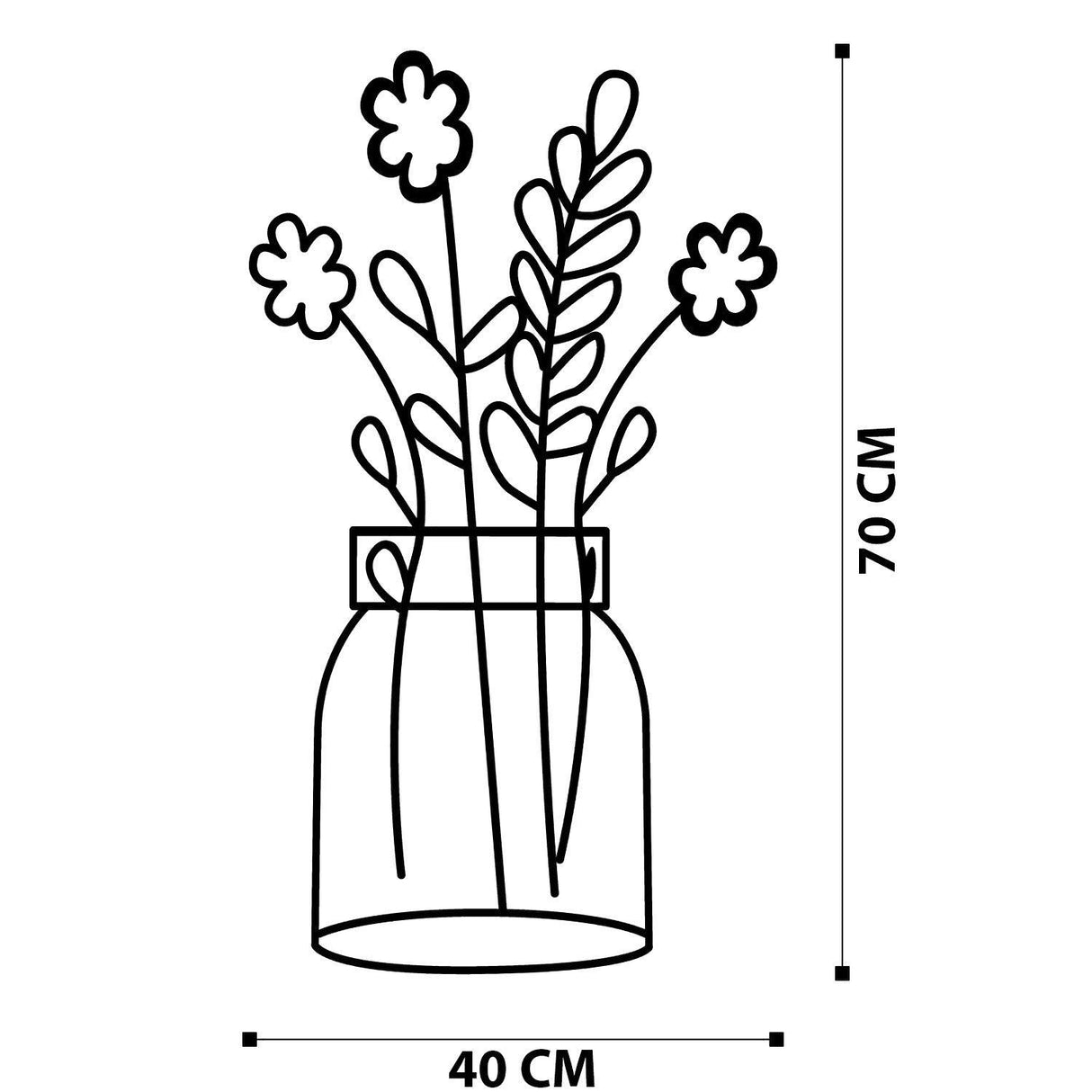 Decoratiune de perete Metal Flower 3 Metal Wall Decor, Negru, 70x0,12x40 cm