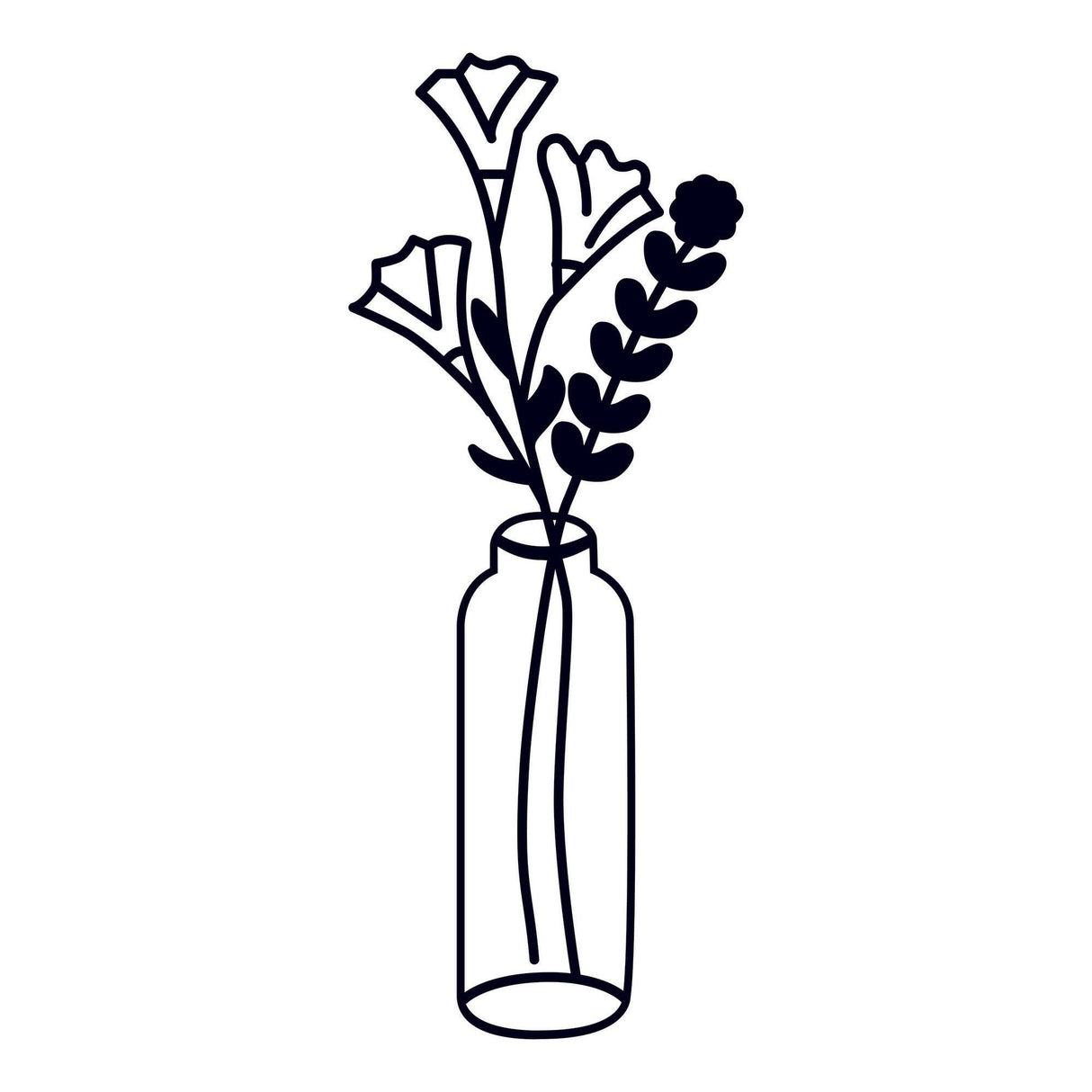 Decoratiune de perete Metal Flower 6, Negru, 60x1x24 cm