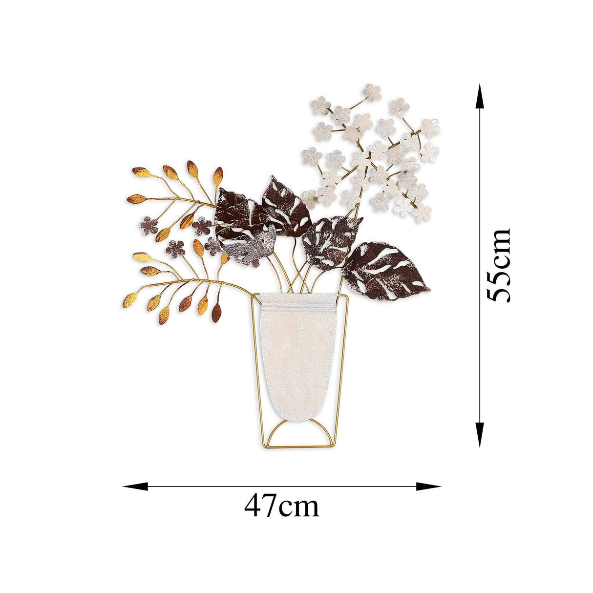 Decoratiune de perete Metal Flowers in Pots, Multicolor, 55x1x47 cm