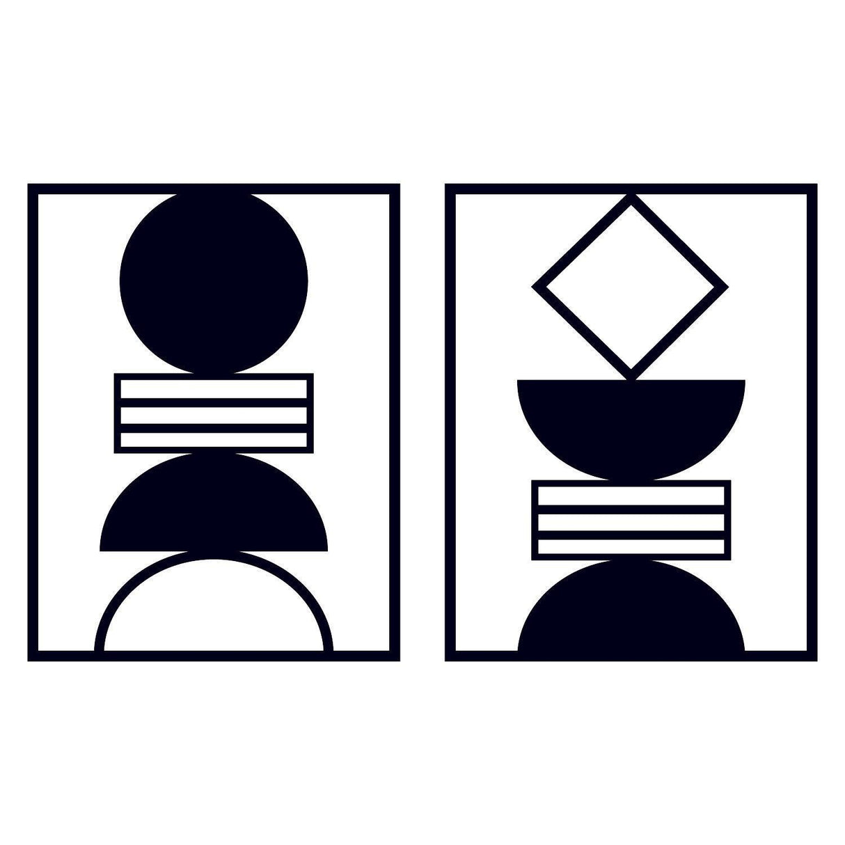 Decoratiune de perete Metal Geometrical 2, Negru, 52x1x86 cm