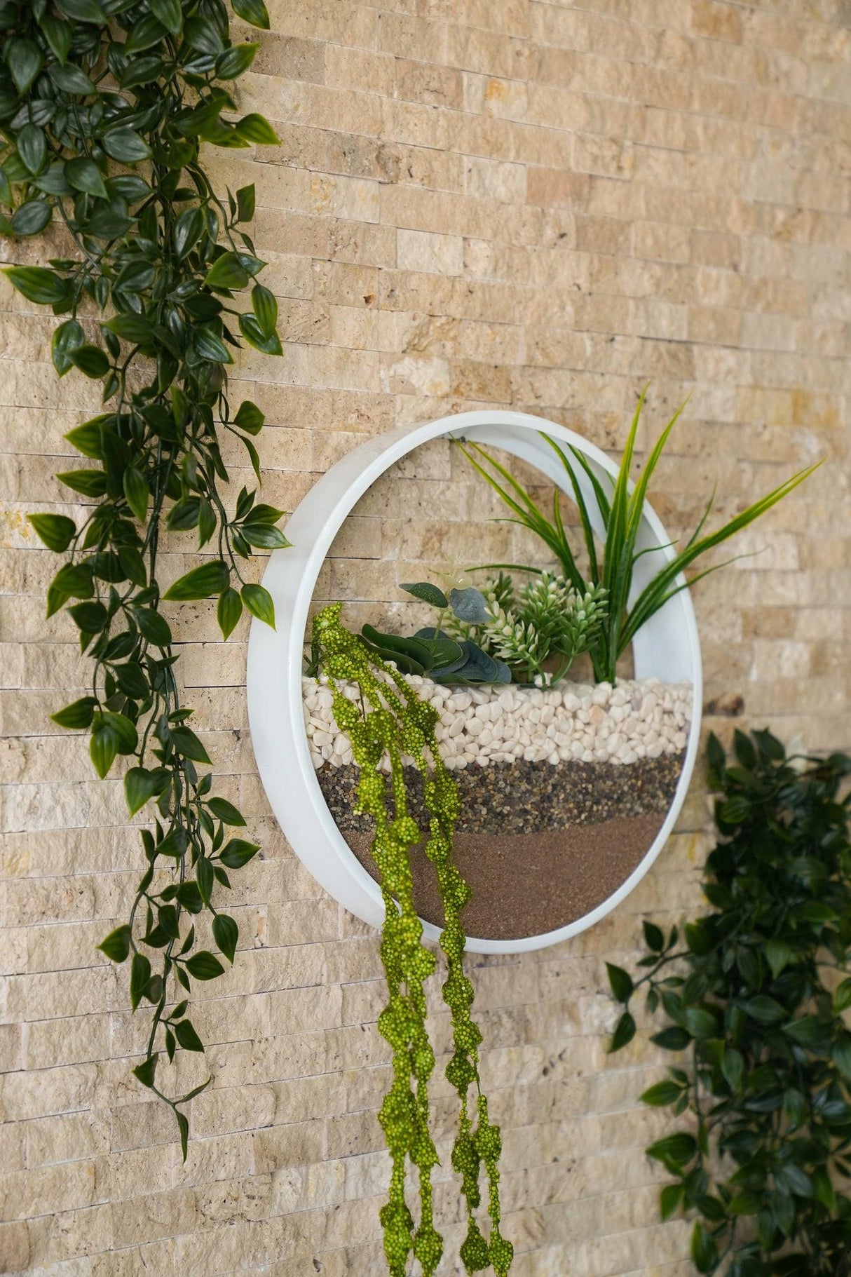 Decoratiune de perete Metal Green Panda, Alb - Roz, 30x5x30 cm, 2 bucati