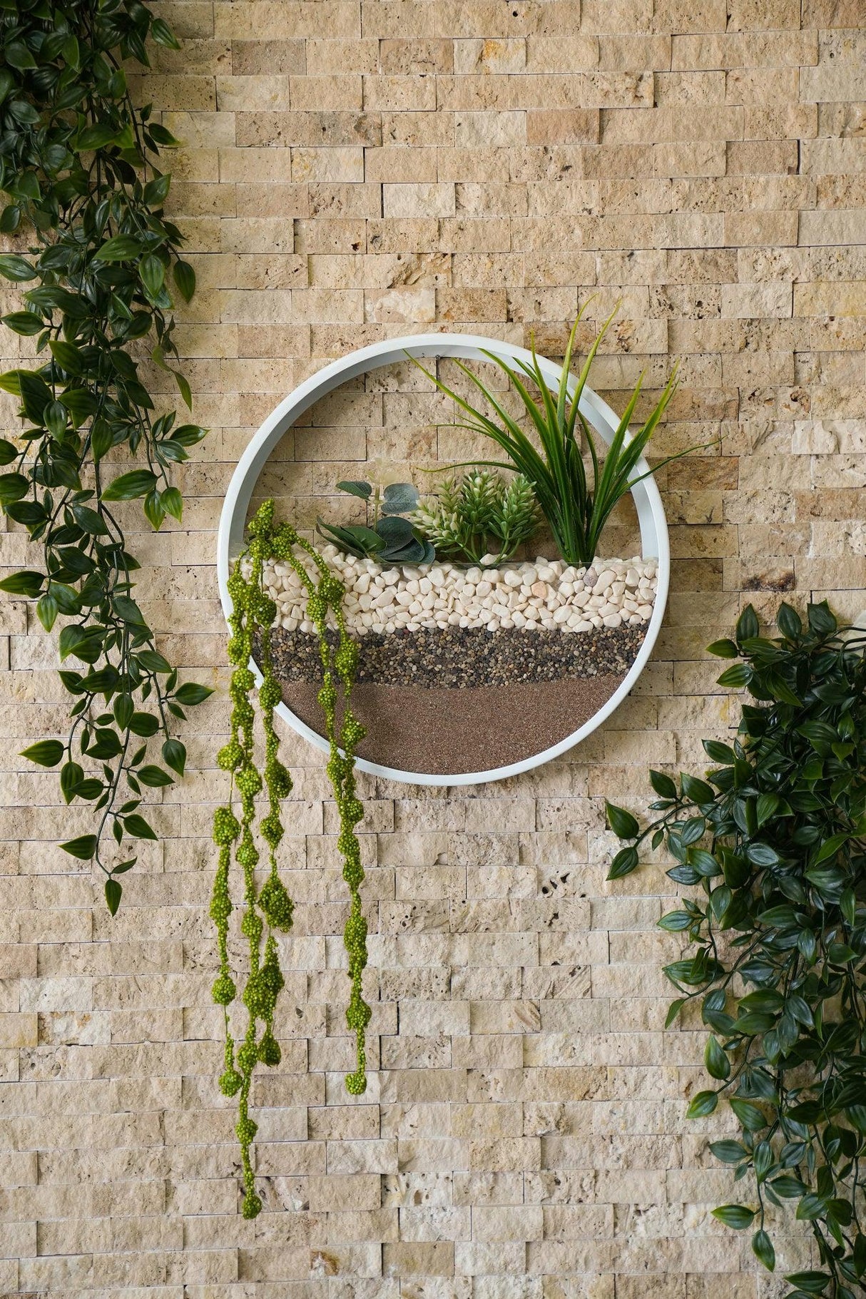 Decoratiune de perete Metal Green Panda, Alb - Verde, 30x5x30 cm, 2 bucati