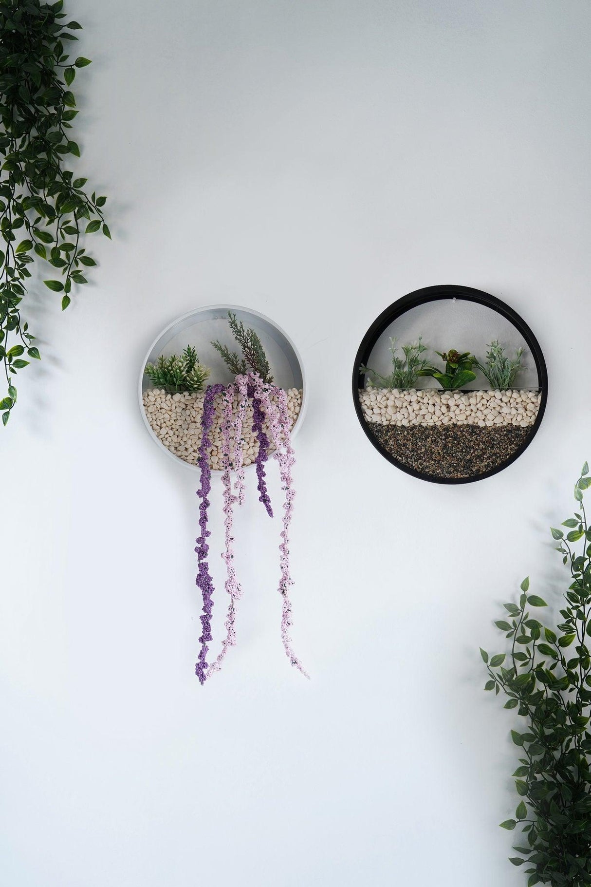 Decoratiune de perete Metal Green Panda, Negru - Alb, 30x5x30 cm, 25x5x25 2 bucati