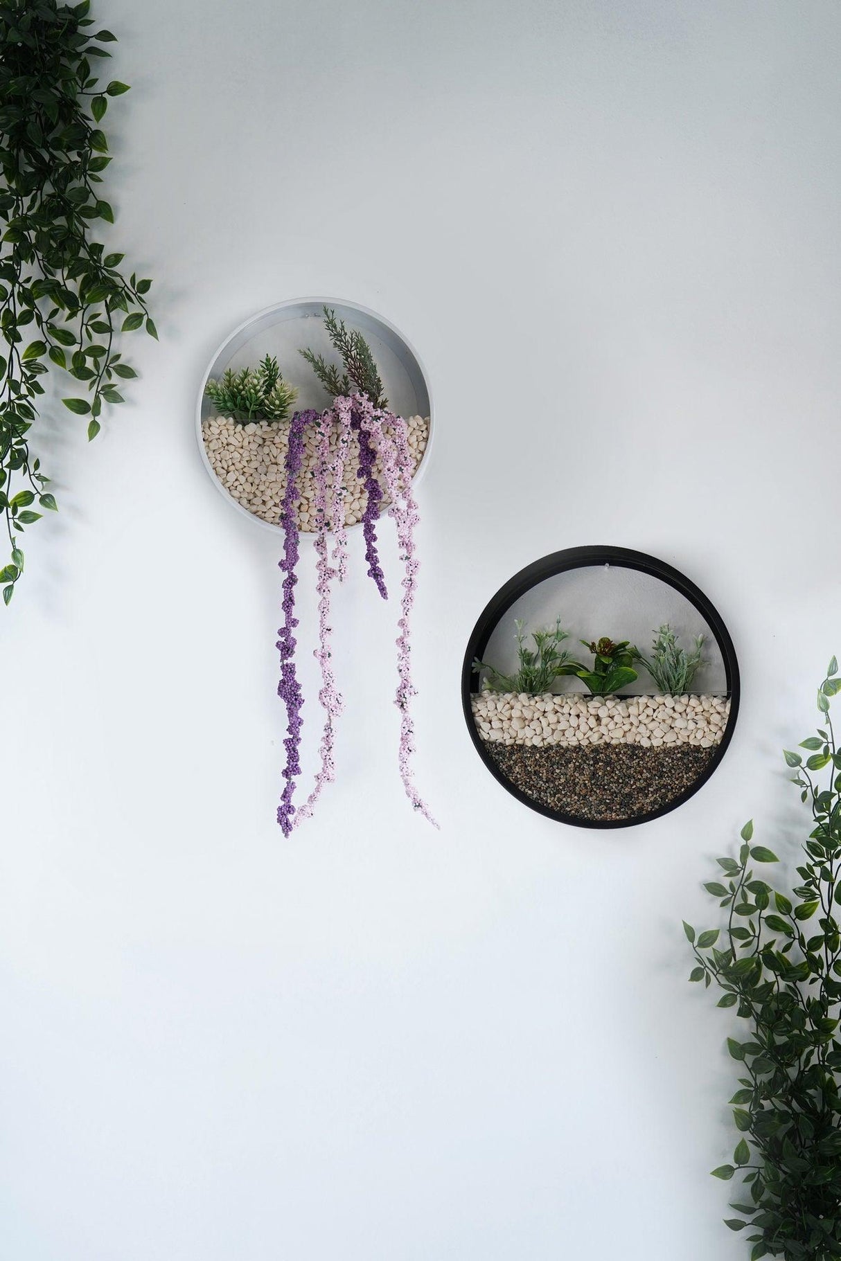 Decoratiune de perete Metal Green Panda, Negru - Alb, 30x5x30 cm, 25x5x25 2 bucati