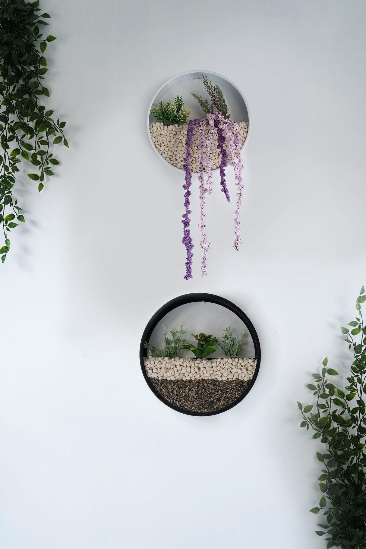 Decoratiune de perete Metal Green Panda, Negru - Alb, 30x5x30 cm, 25x5x25 2 bucati