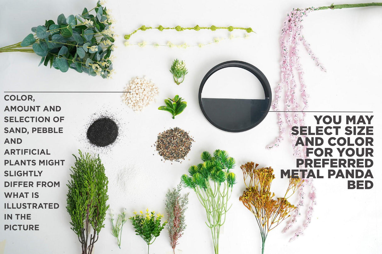 Decoratiune de perete Metal Green Panda, Negru - Alb, 30x5x30 cm, 3 bucati