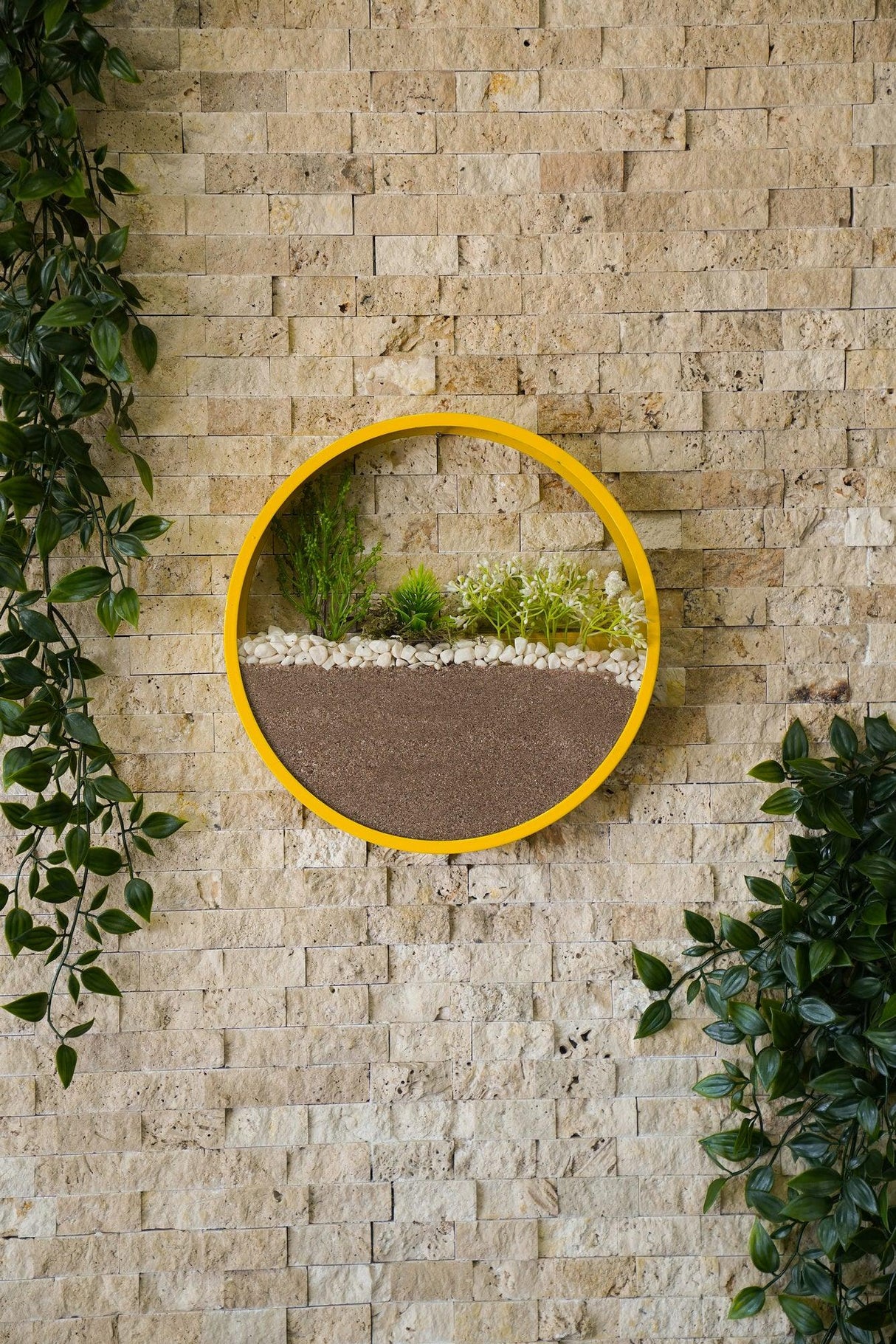 Decoratiune de perete Metal Green Panda, Verde - Galben, 30x5x30 cm, 2 bucati