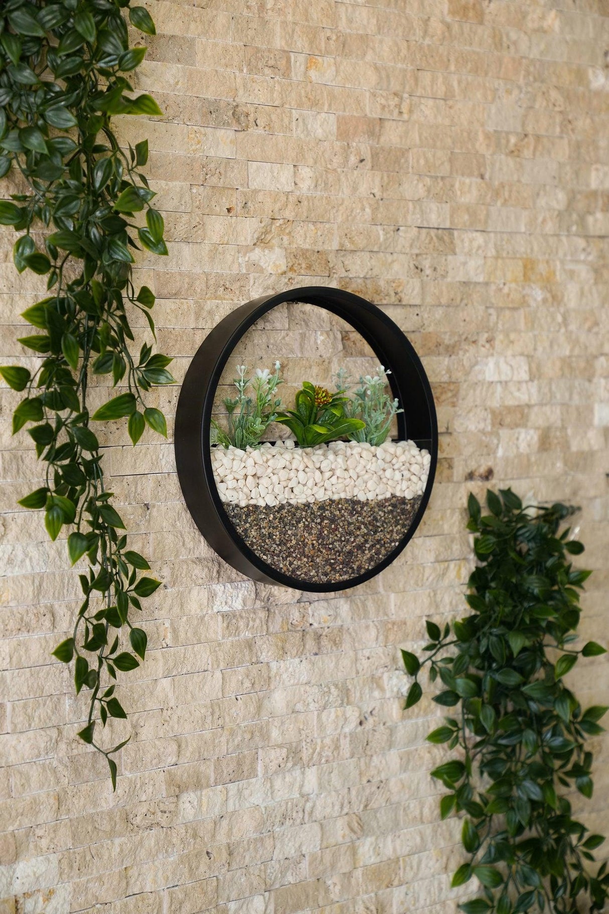 Decoratiune de perete Metal Green Panda, Verde - Negru, 30x5x30 cm, 2 bucati