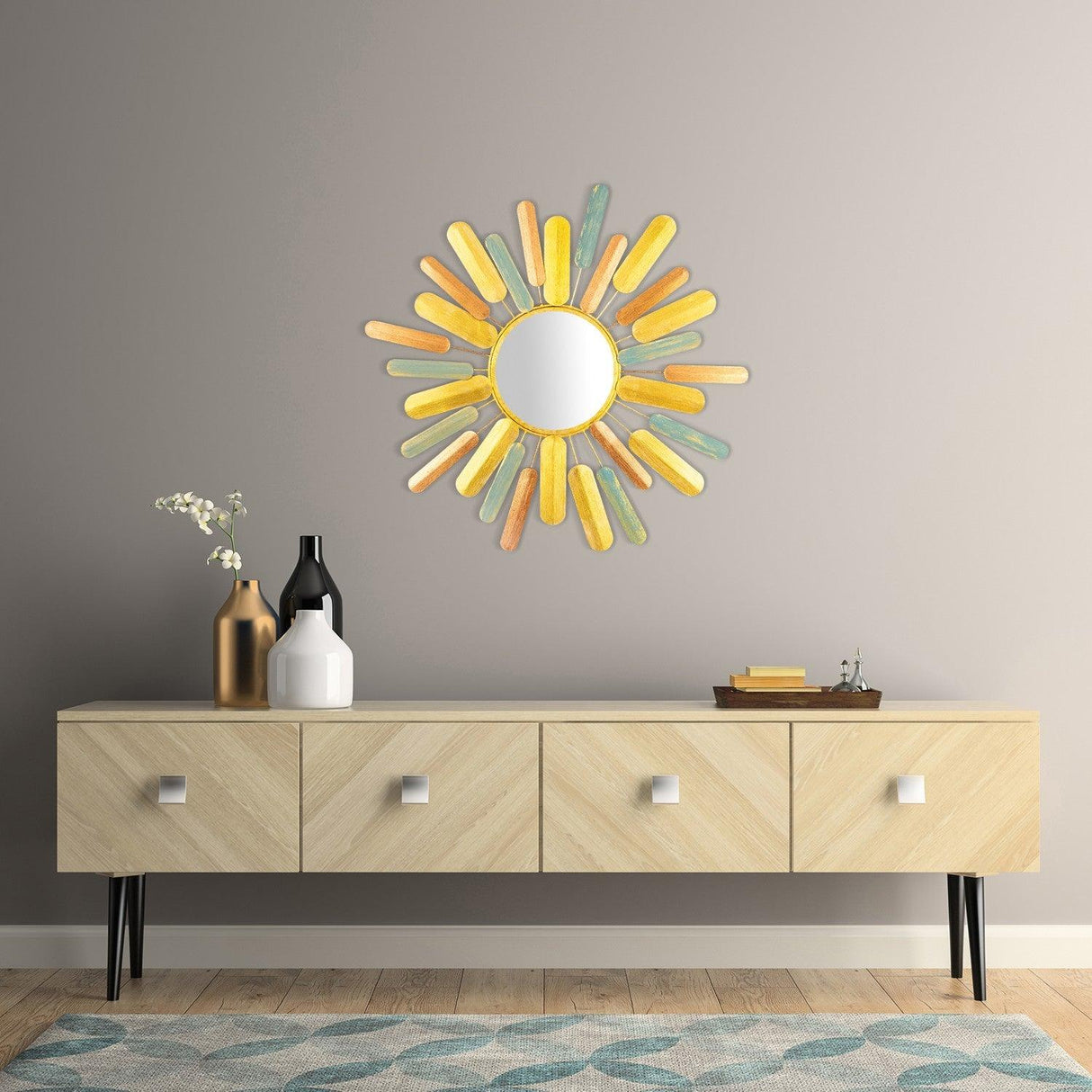 Decoratiune de perete Metal Hacakpur, Multicolor, 75x1x75 cm