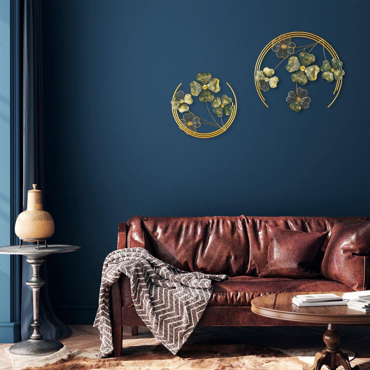 Decoratiune de perete Metal Haiyang, Verde, 70x5x70 cm