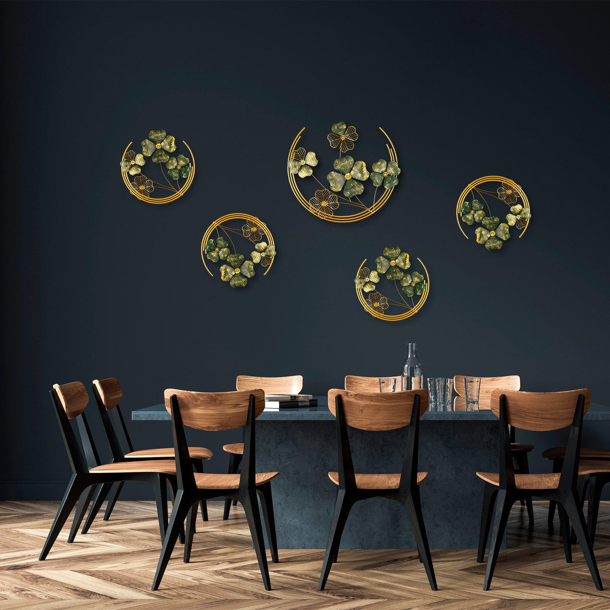 Decoratiune de perete Metal Haiyang, Verde, 70x5x70 cm