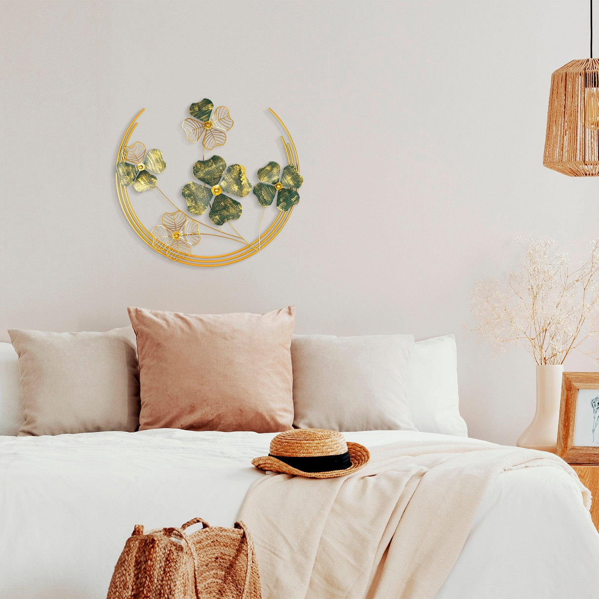 Decoratiune de perete Metal Haiyang, Verde, 70x5x70 cm