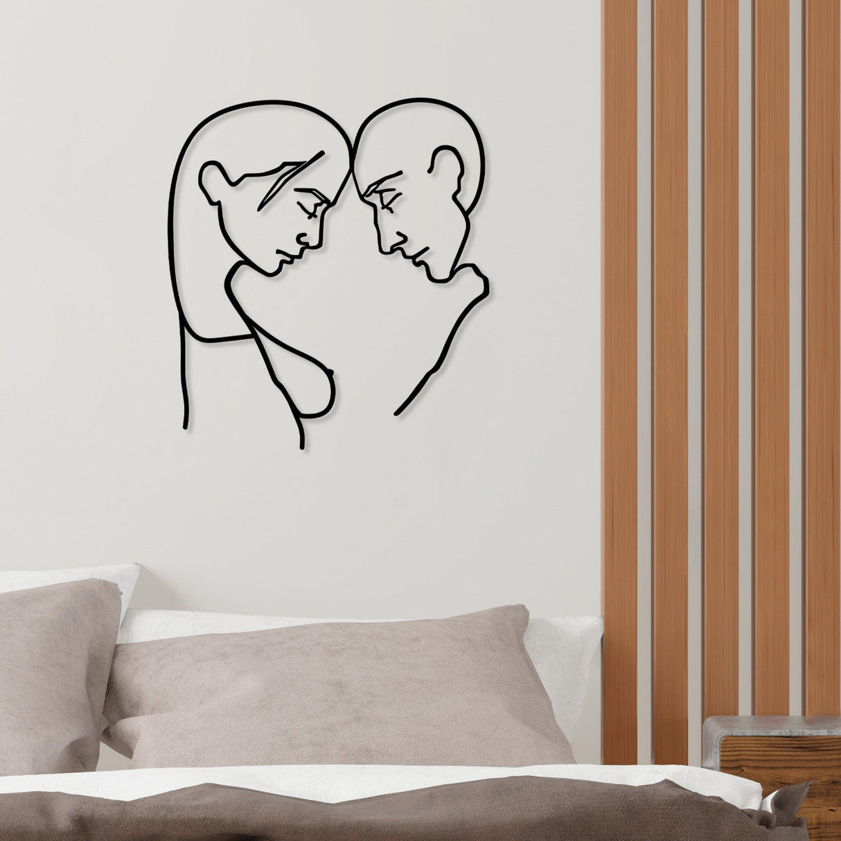 Decoratiune de perete Metal Head To Head, Negru, 49x1x45 cm