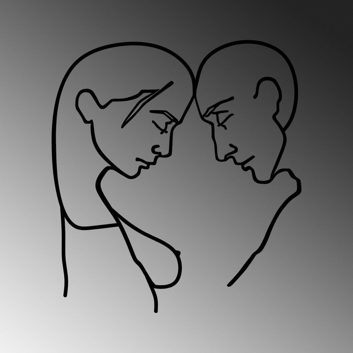 Decoratiune de perete Metal Head To Head, Negru, 49x1x45 cm