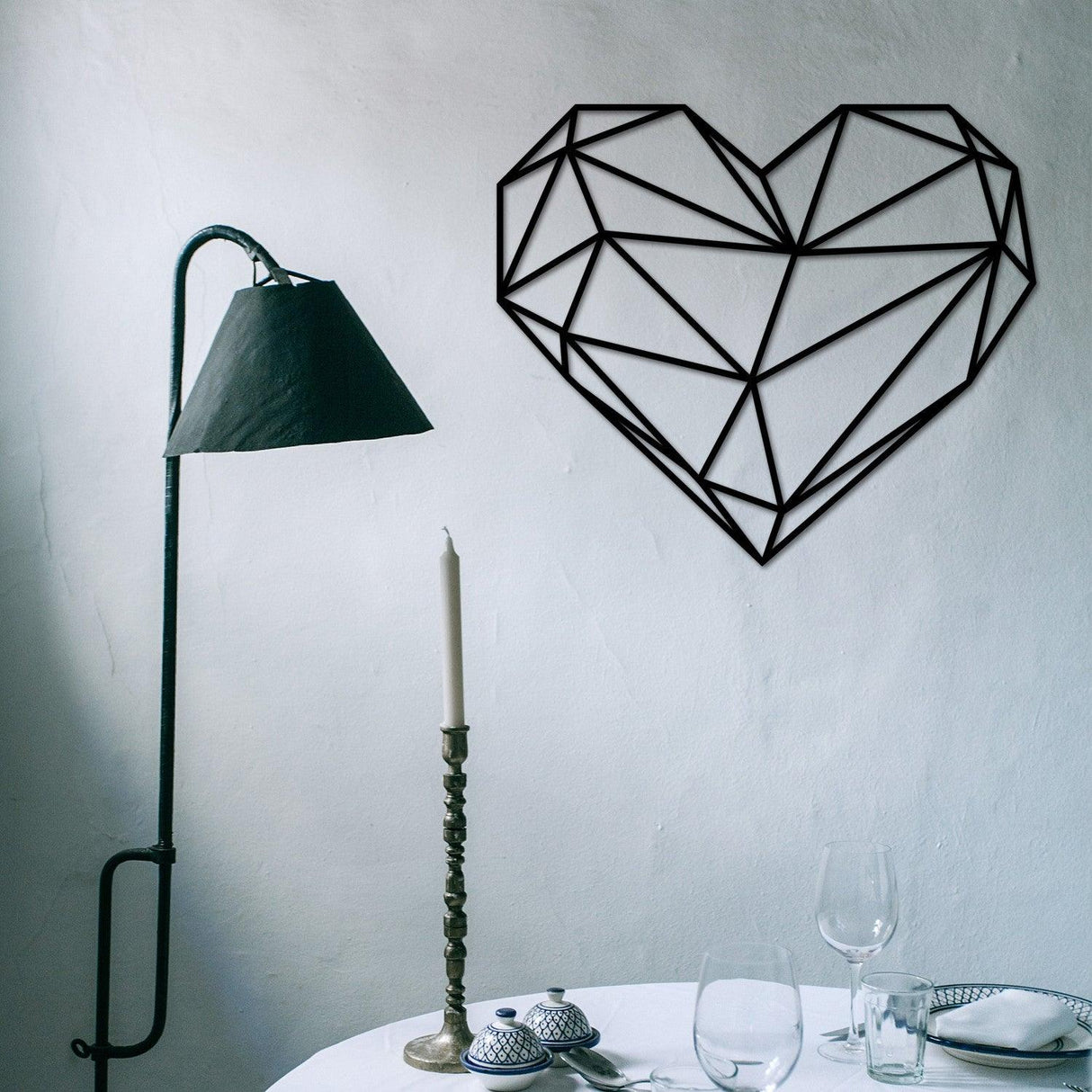 Decoratiune de perete Metal Heart Metal Decor, Negru, 40x0,12x47 cm