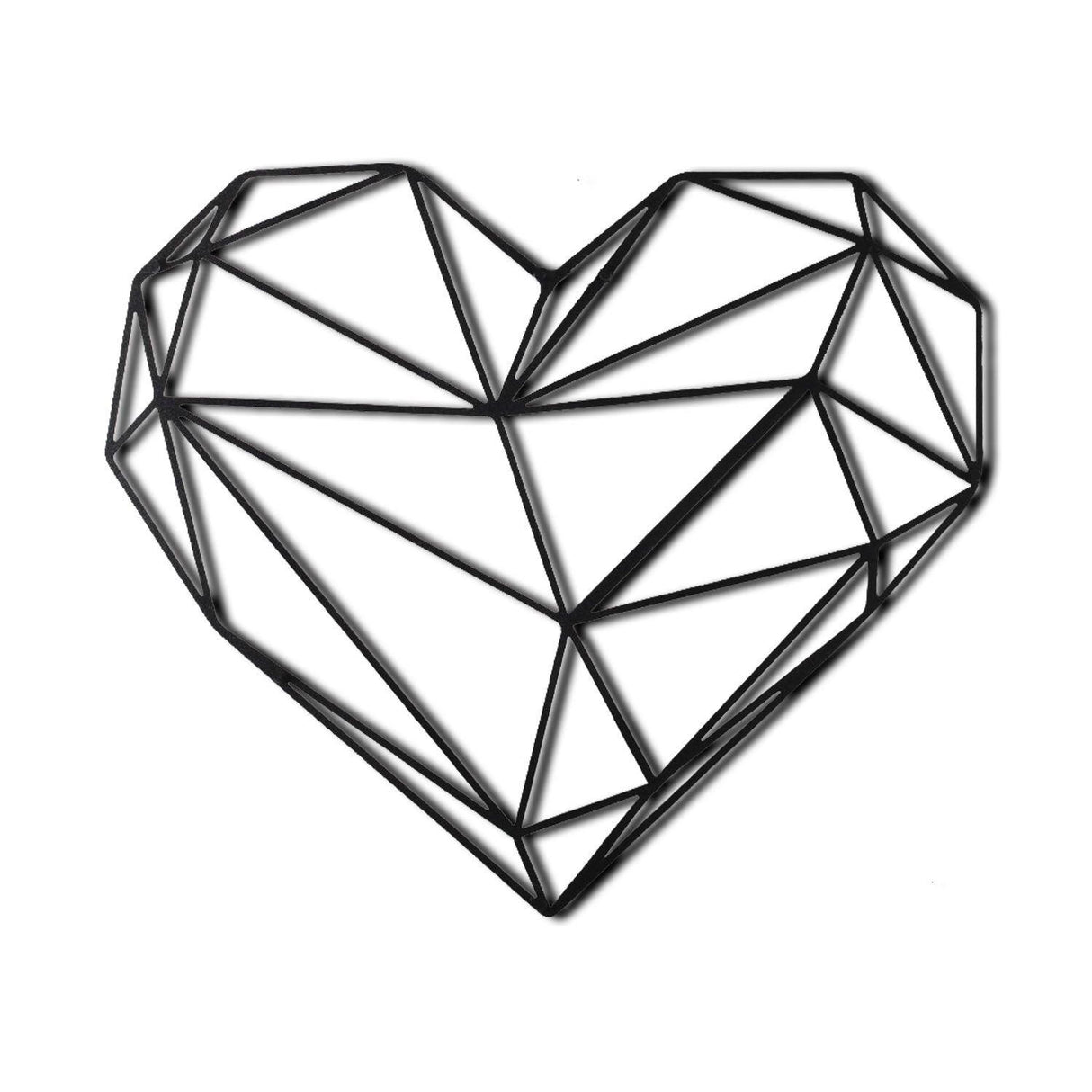 Decoratiune de perete Metal Heart v2, Negru, 40x1x37 cm