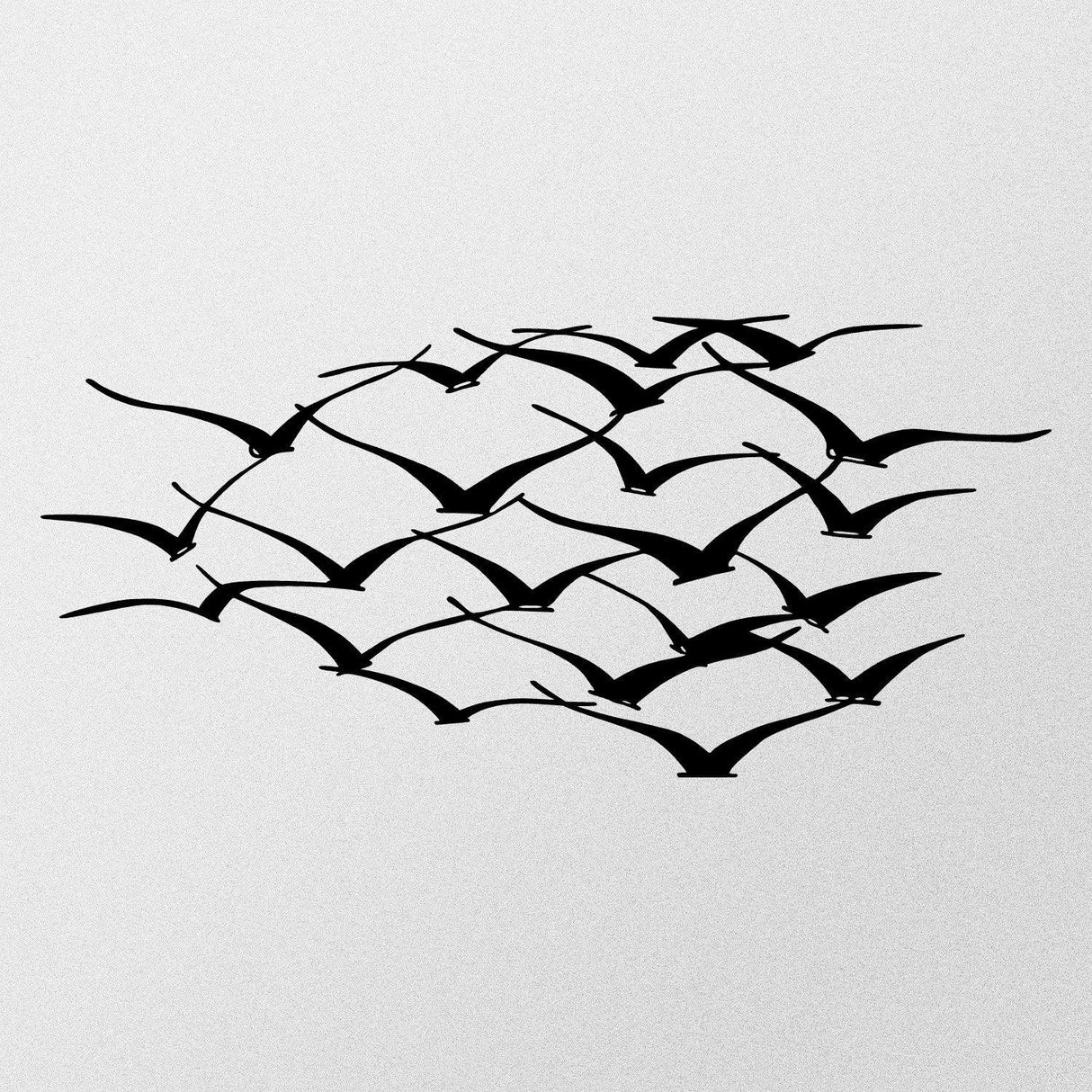 Decoratiune de perete Metal Herd Of Birds, Negru, 55x0,12x120 cm