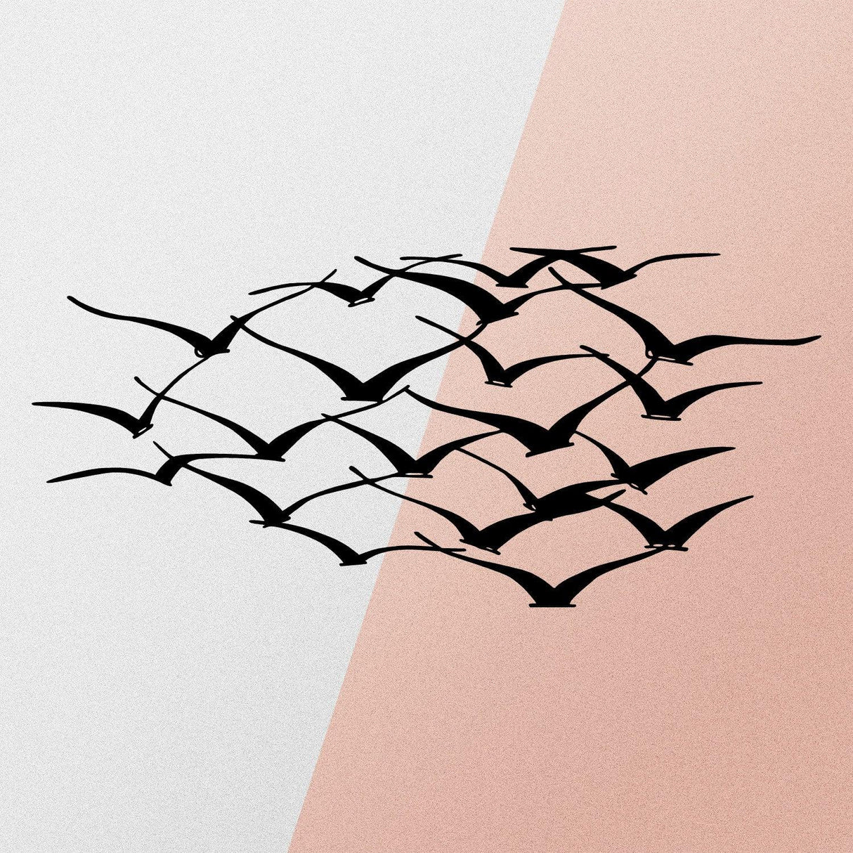 Decoratiune de perete Metal Herd Of Birds, Negru, 55x0,12x120 cm