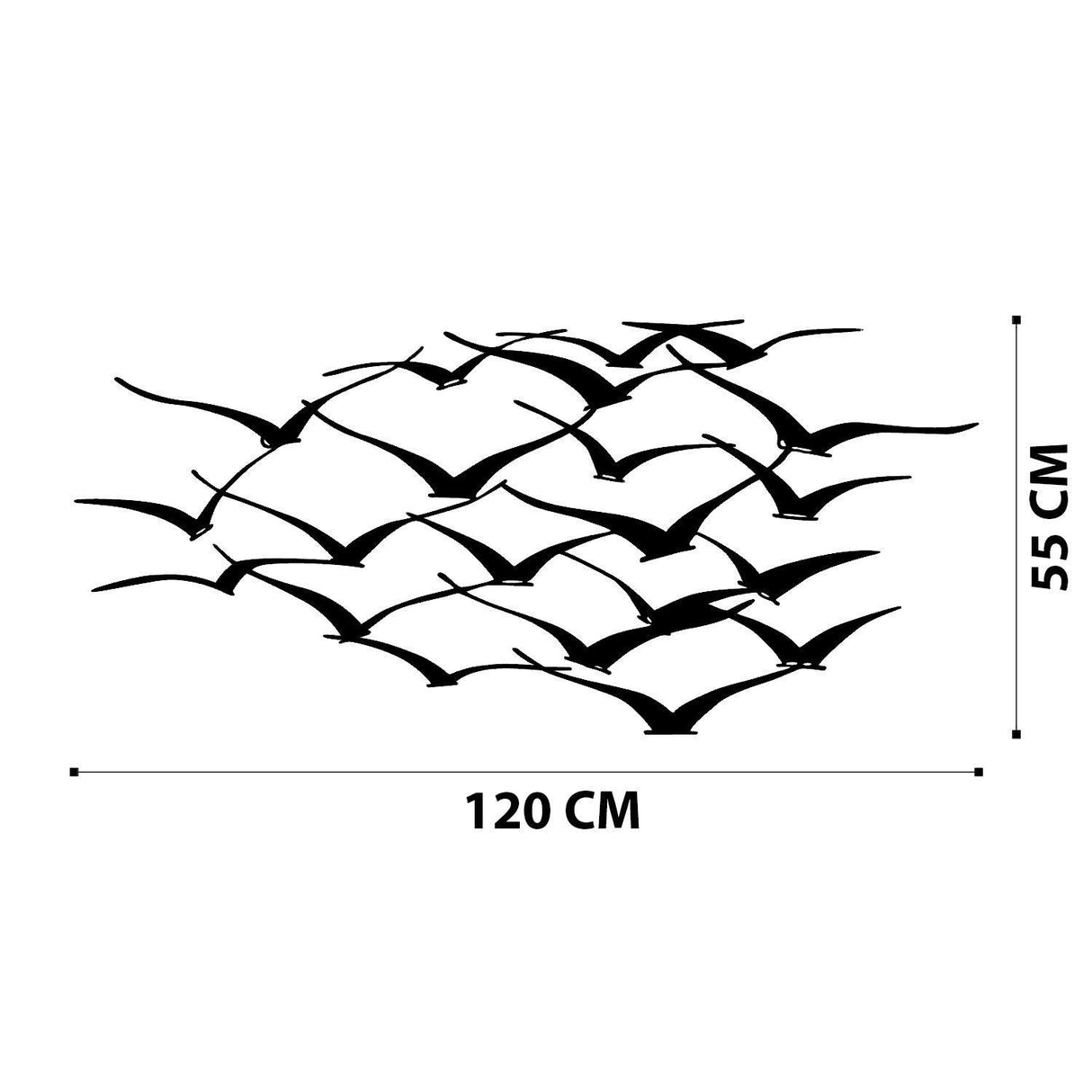 Decoratiune de perete Metal Herd Of Birds, Negru, 55x0,12x120 cm