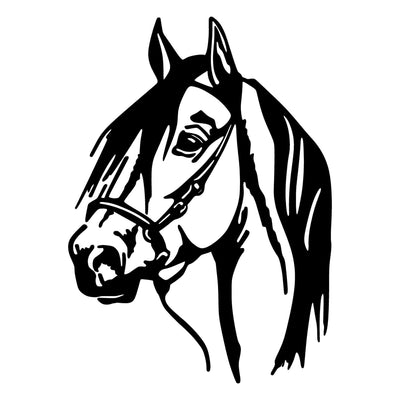 Decoratiune de perete Metal Horse Head, Negru, 55x1x40 cm