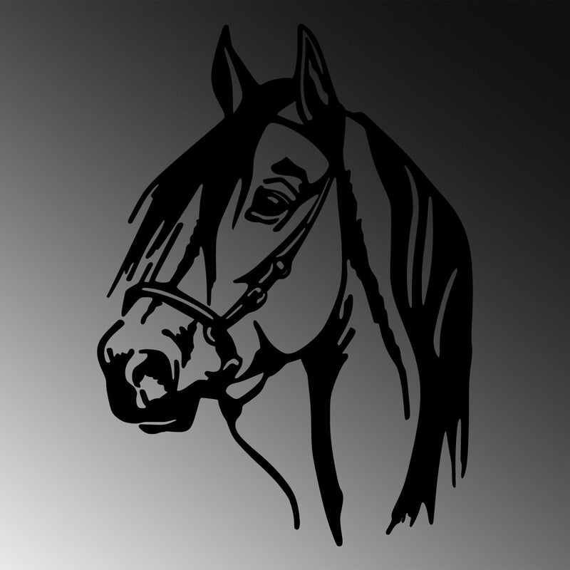 Decoratiune de perete Metal Horse Head, Negru, 55x1x40 cm