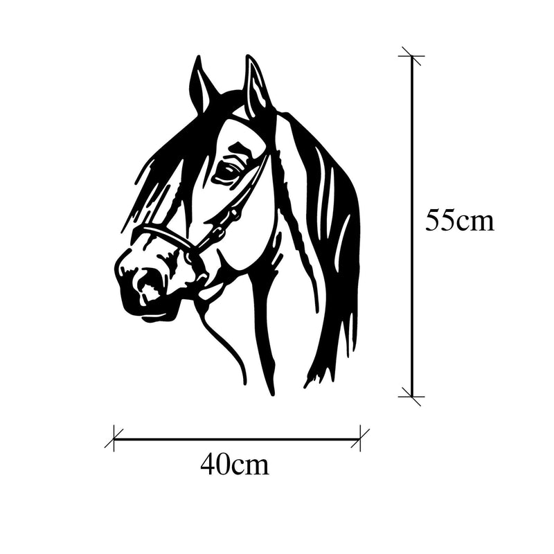 Decoratiune de perete Metal Horse Head, Negru, 55x1x40 cm