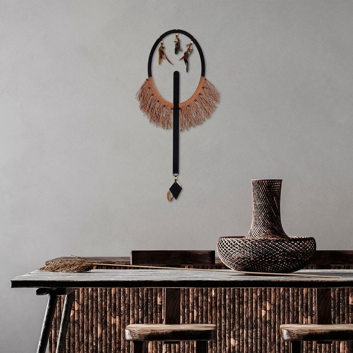 Decoratiune de perete Metal Ifamac, Cupru, 90x1x46 cm