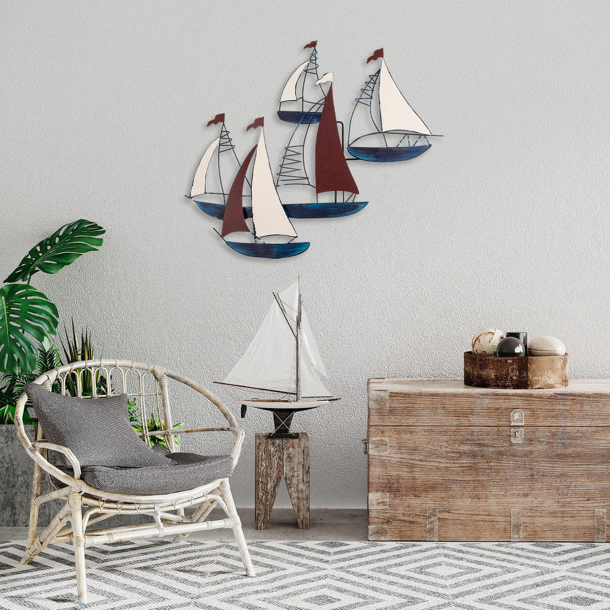 Decoratiune de perete Metal Kadirga, Multicolor, 73x1x88 cm