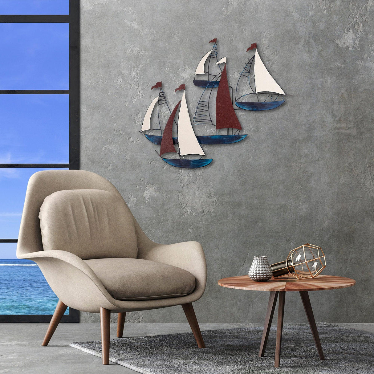 Decoratiune de perete Metal Kadirga, Multicolor, 73x1x88 cm