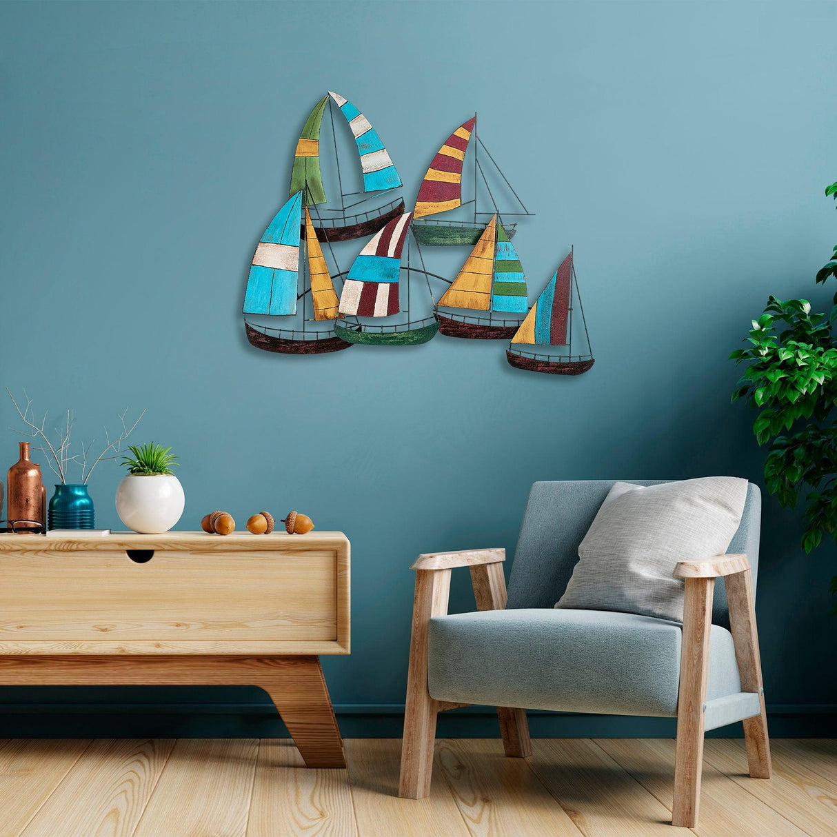 Decoratiune de perete Metal Kalyon, Multicolor, 84x1x104 cm