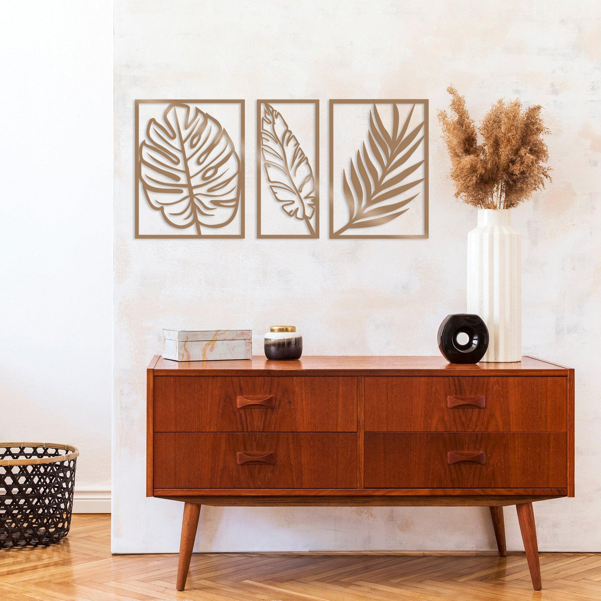 Decoratiune de perete Metal Leaf 2 - Copper, Cupru, 38x1x80 cm