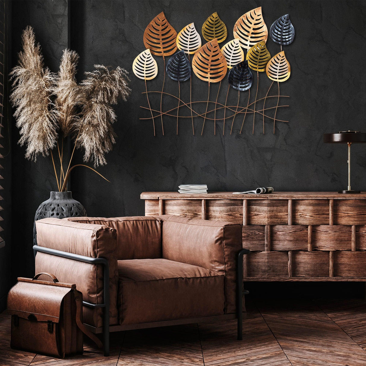 Decoratiune de perete Metal Lilac, Multicolor, 64x1x76 cm