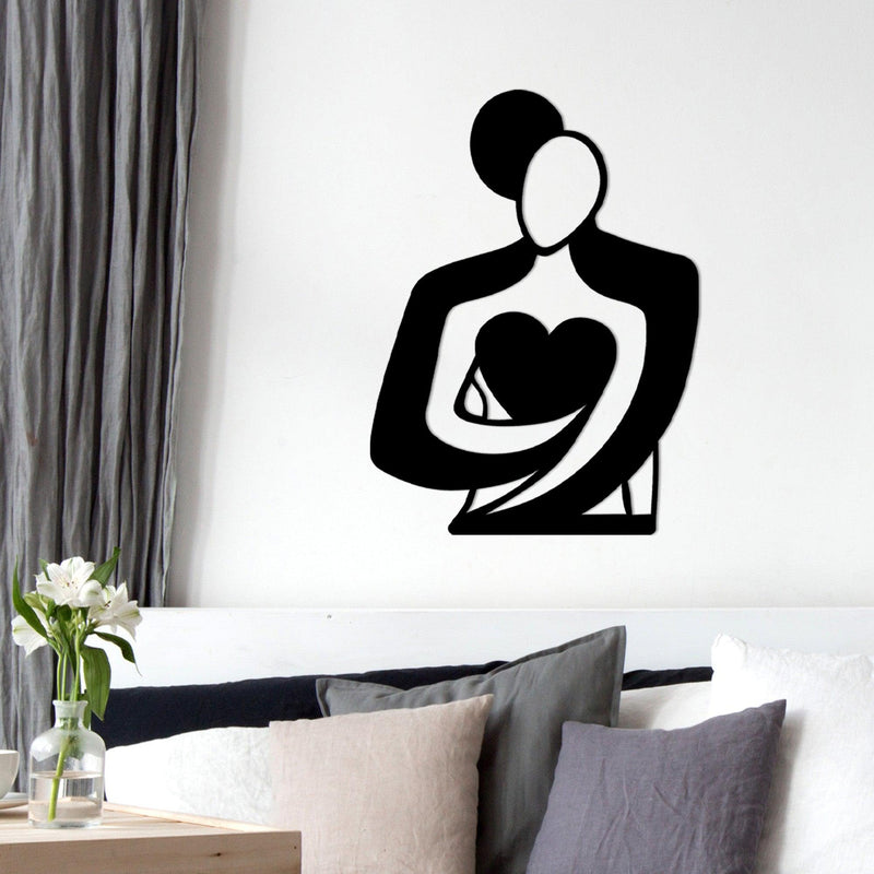 Decoratiune de perete Metal Love, Negru, 0.15x52x70 cm