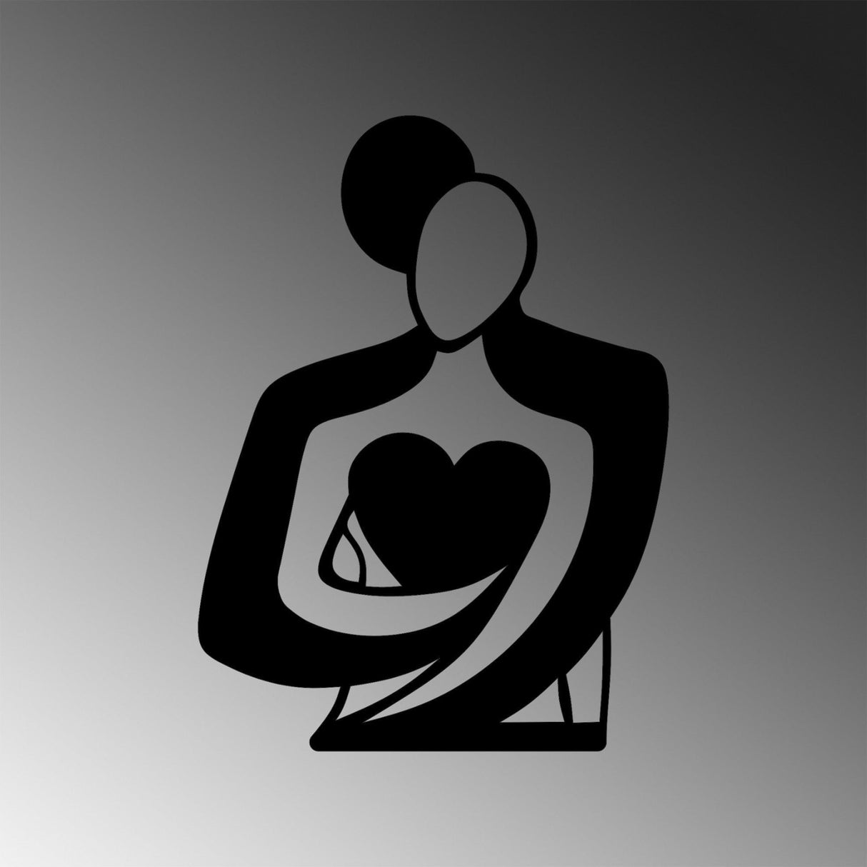 Decoratiune de perete Metal Love, Negru, 0.15x52x70 cm