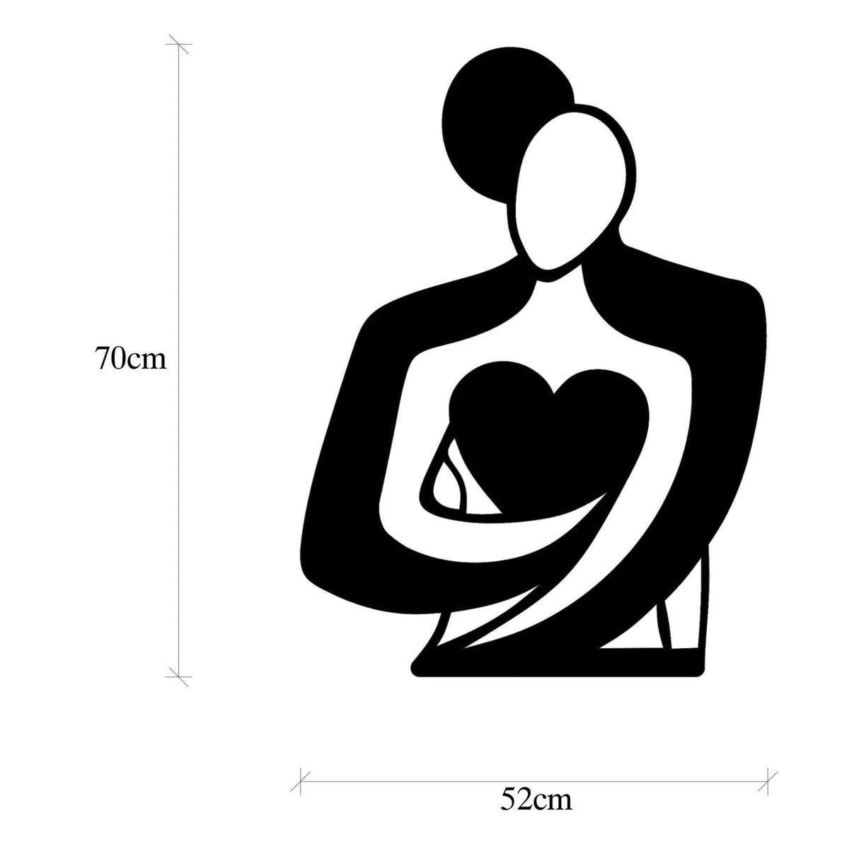 Decoratiune de perete Metal Love, Negru, 0.15x52x70 cm