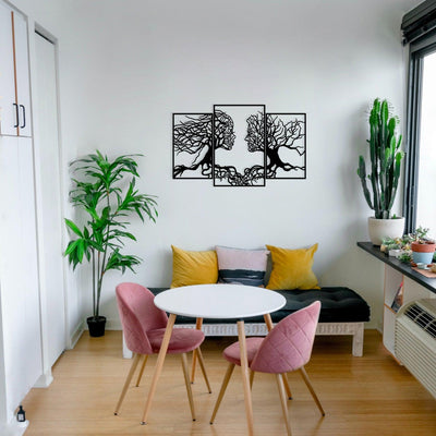 Decoratiune de perete Metal Love Tree, Negru, 71x0,12x116 cm